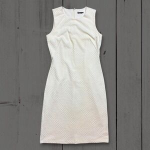 J.McLaughlin Textured Geometric Sleeveless Shift Dress Womens XS Cream